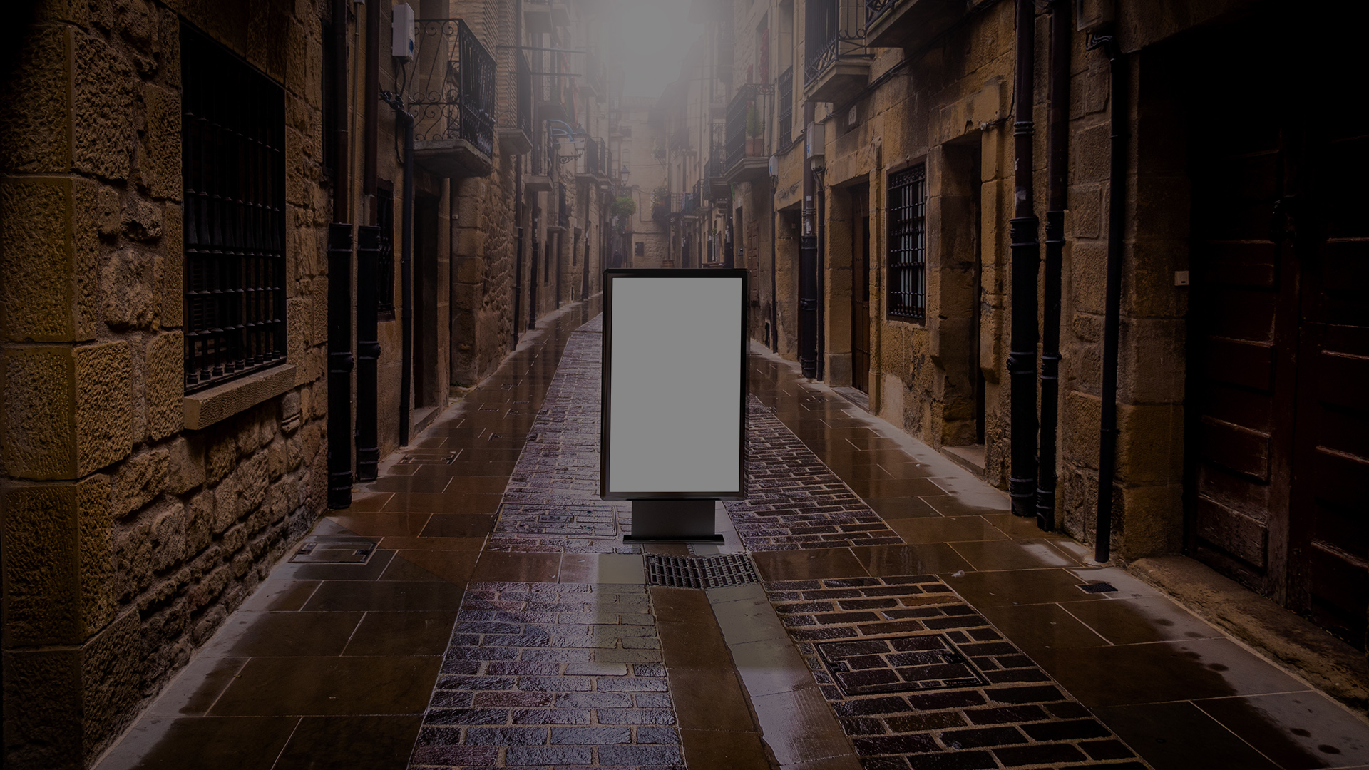 Blank advertising mockup in the street . Poster billboard on the